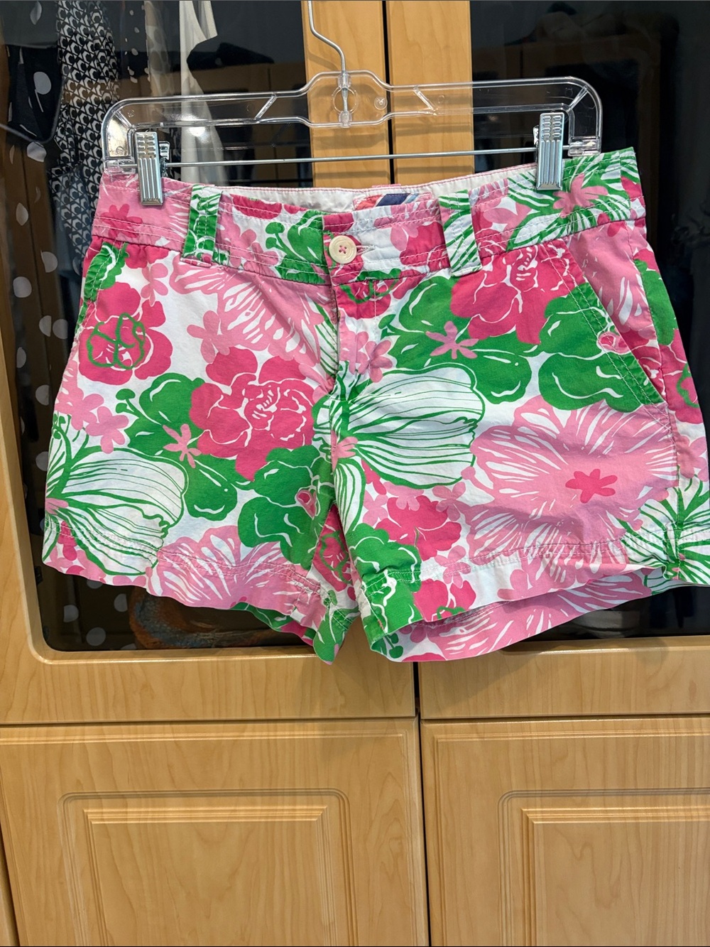 Lily Pulitzer Floral Pink & Green Cotton Shorts size 6